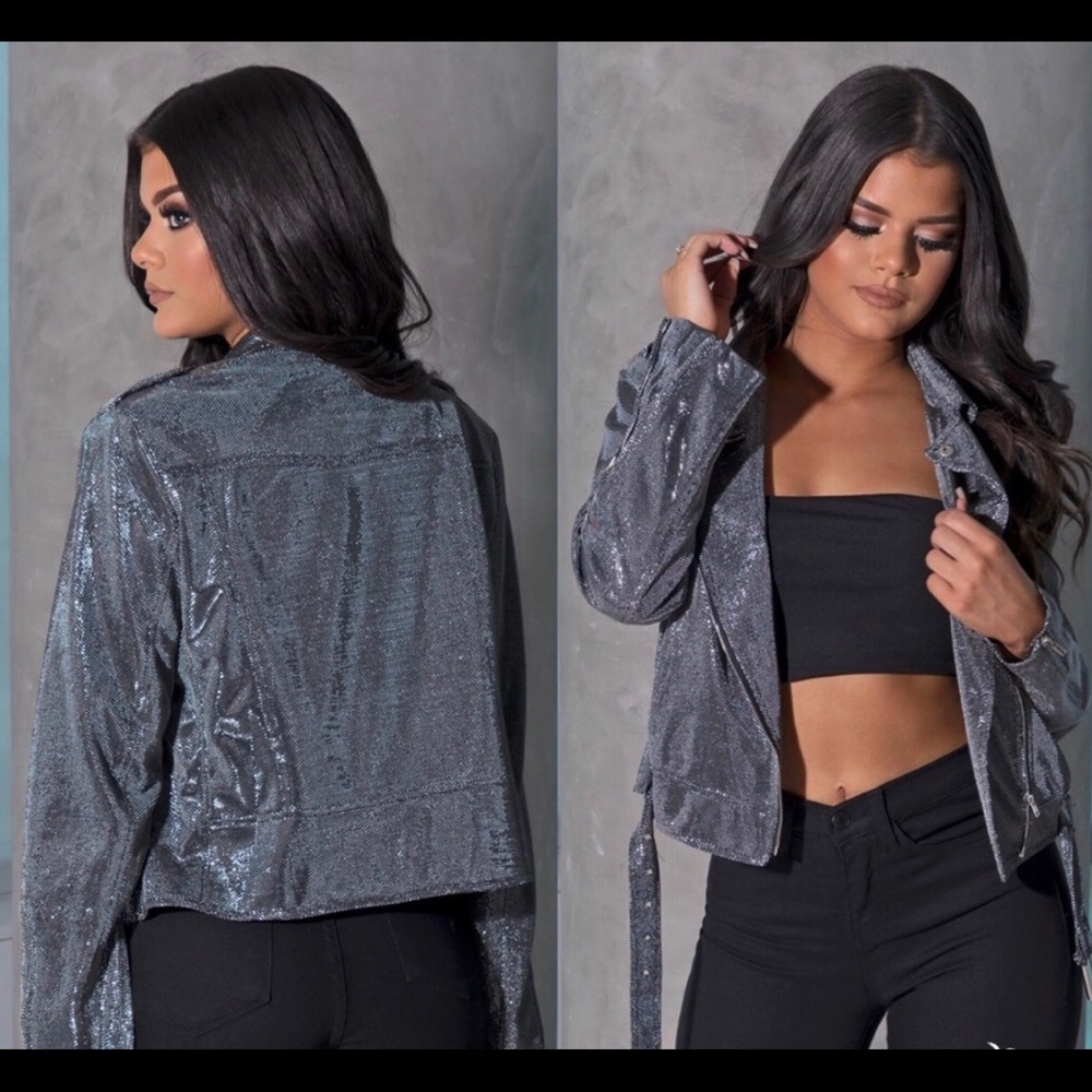NWT Style Link Miami Metallic Moto Jacket